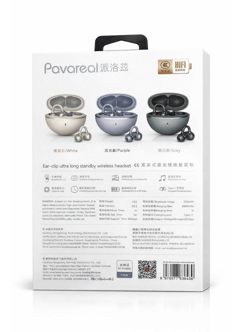 PAVAREAL Wireless Ear-Clip Headset Open-Ear Design | Long Standby | Bluetooth 5.4 | HiFi Sound | Type-C Charging - Image 5